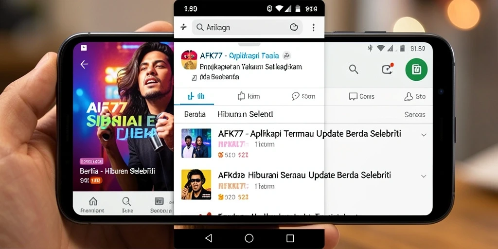 Antarmuka AFK77 dengan berita hiburan selebriti terbaru.