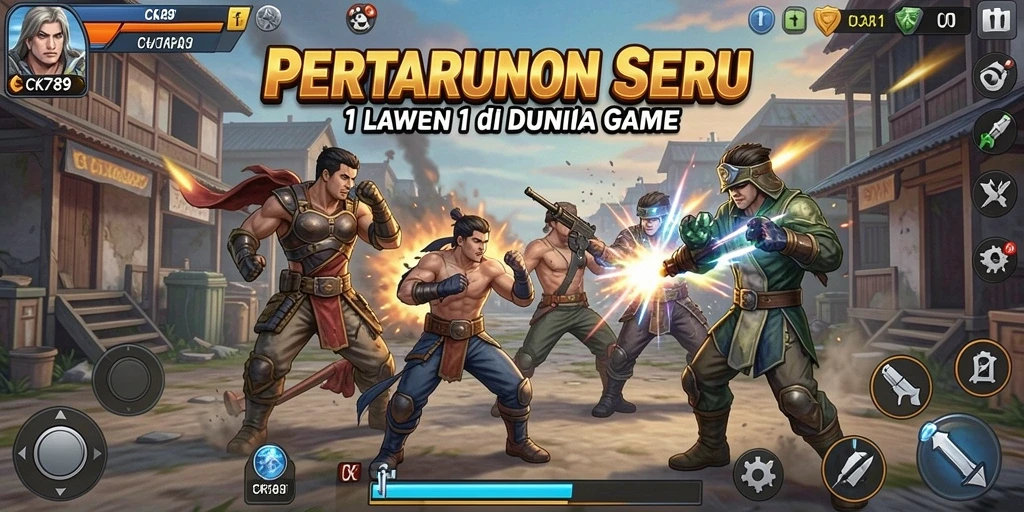 Antarmuka CK789 menampilkan pertarungan 1 lawan 1 yang seru dan dinamis.