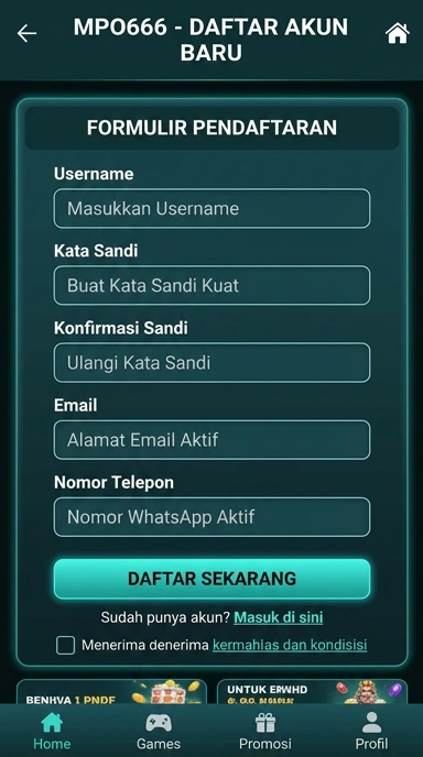 Cara Registrasi Akun Baru mpo666 untuk Pengguna Android
